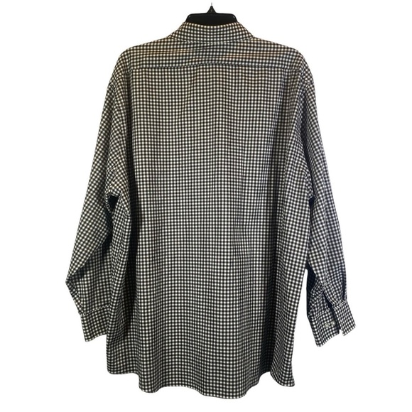 Van Heusen Flex Men's size 17.5 long sleeve button up shirt black white gingham - Picture 3 of 7